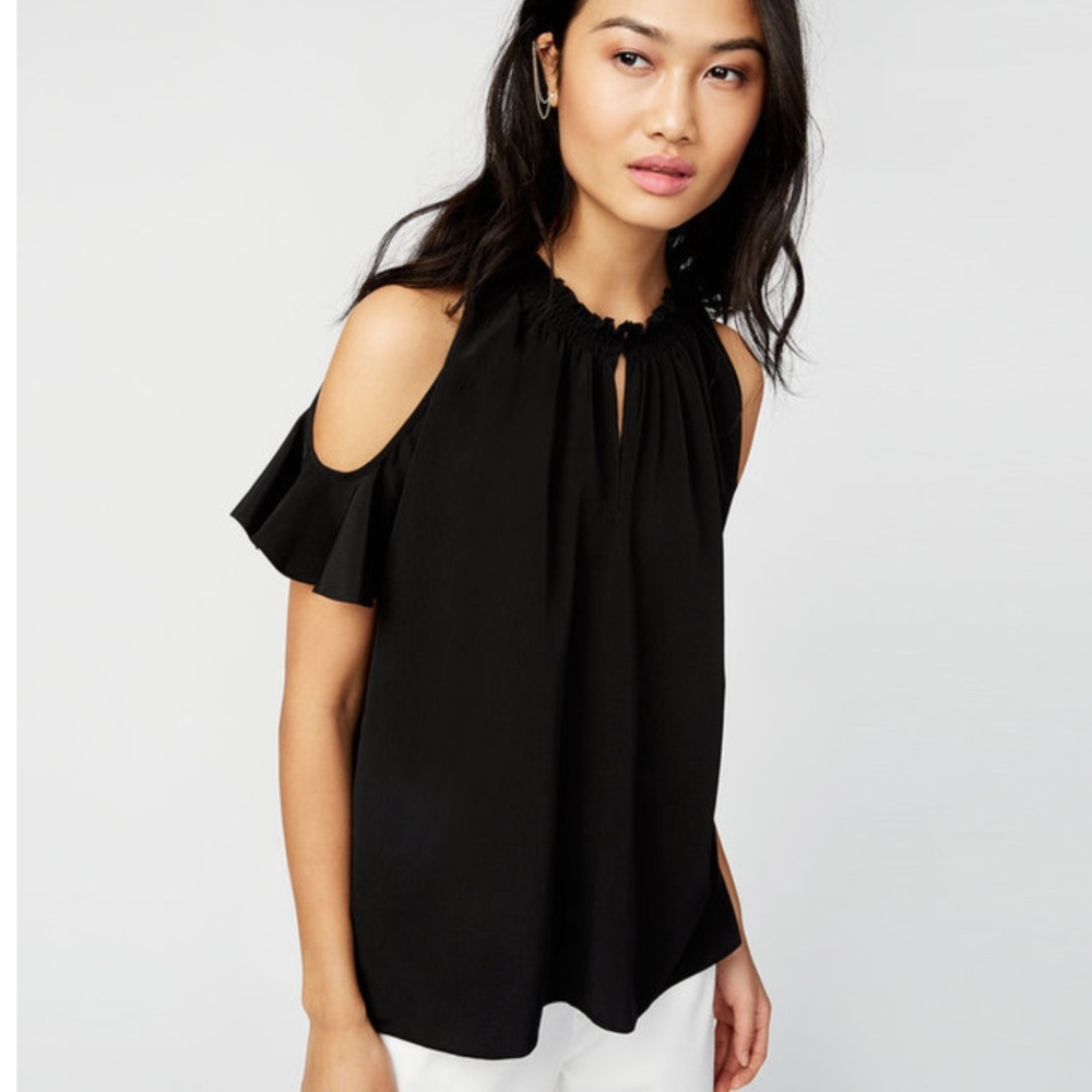 NWT Rachel Roy Black Cold Shoulder Blouse Medium